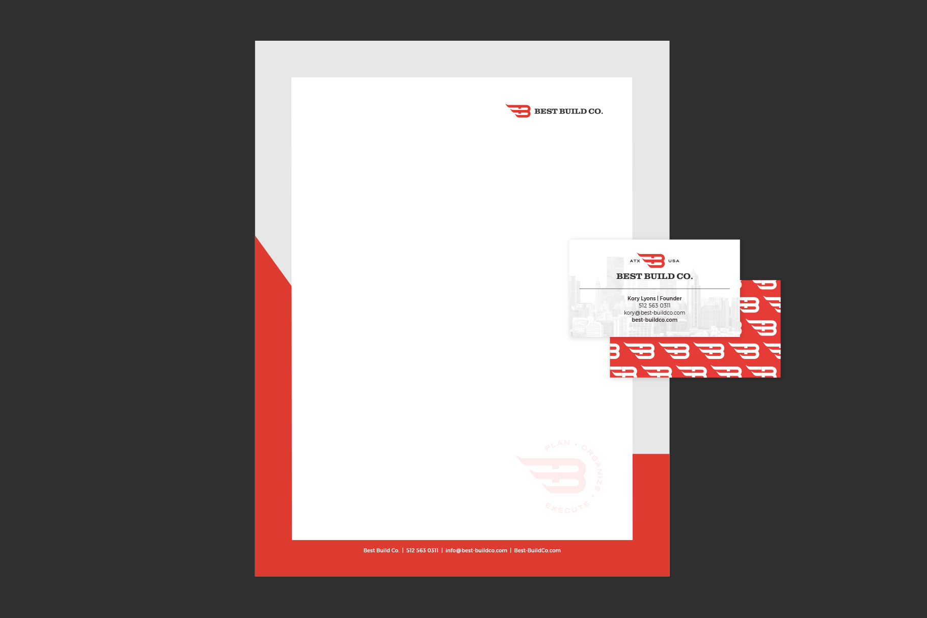 Best Build Co. company stationery