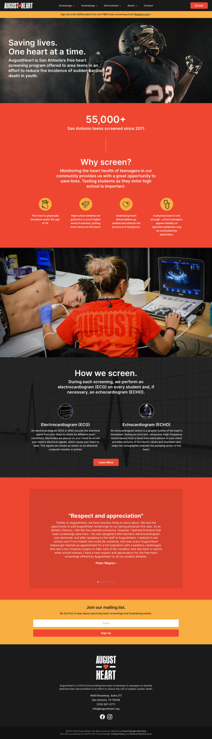AugustHeart website home page design by Pound Design