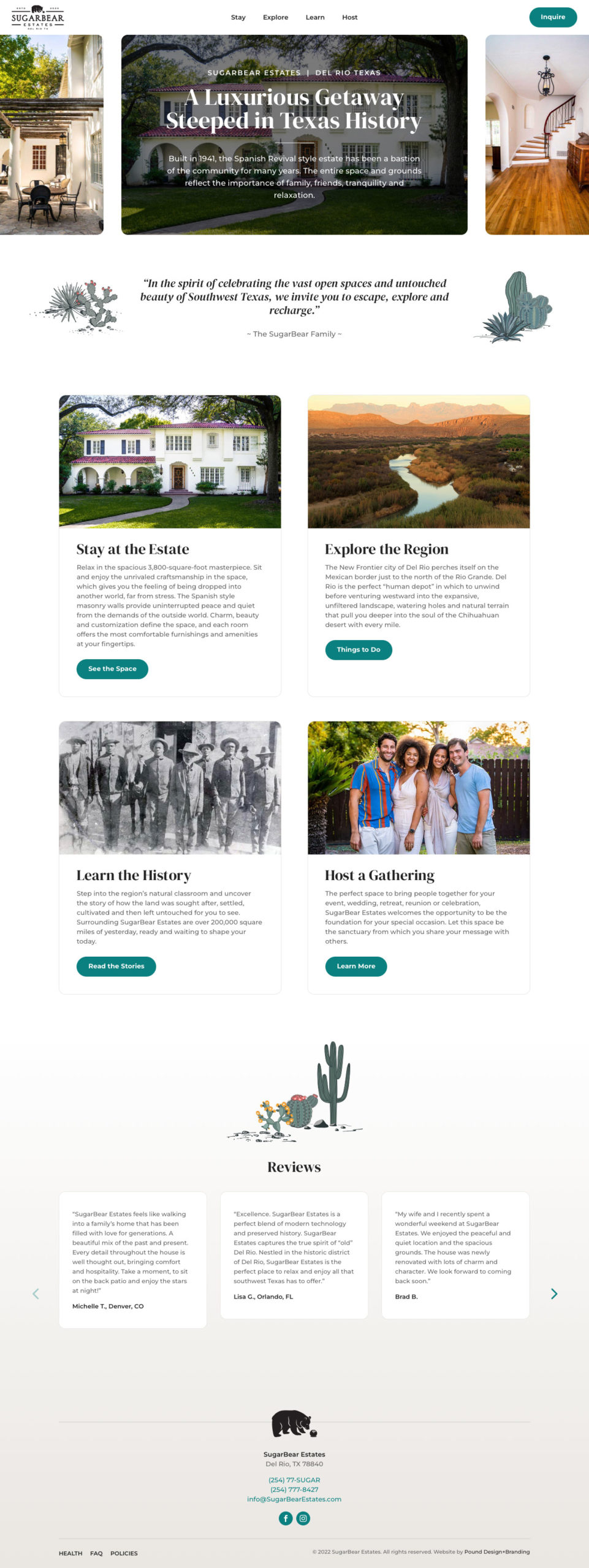 SugarBear Estates homepage website design and development by Pound Design in Austin Texas